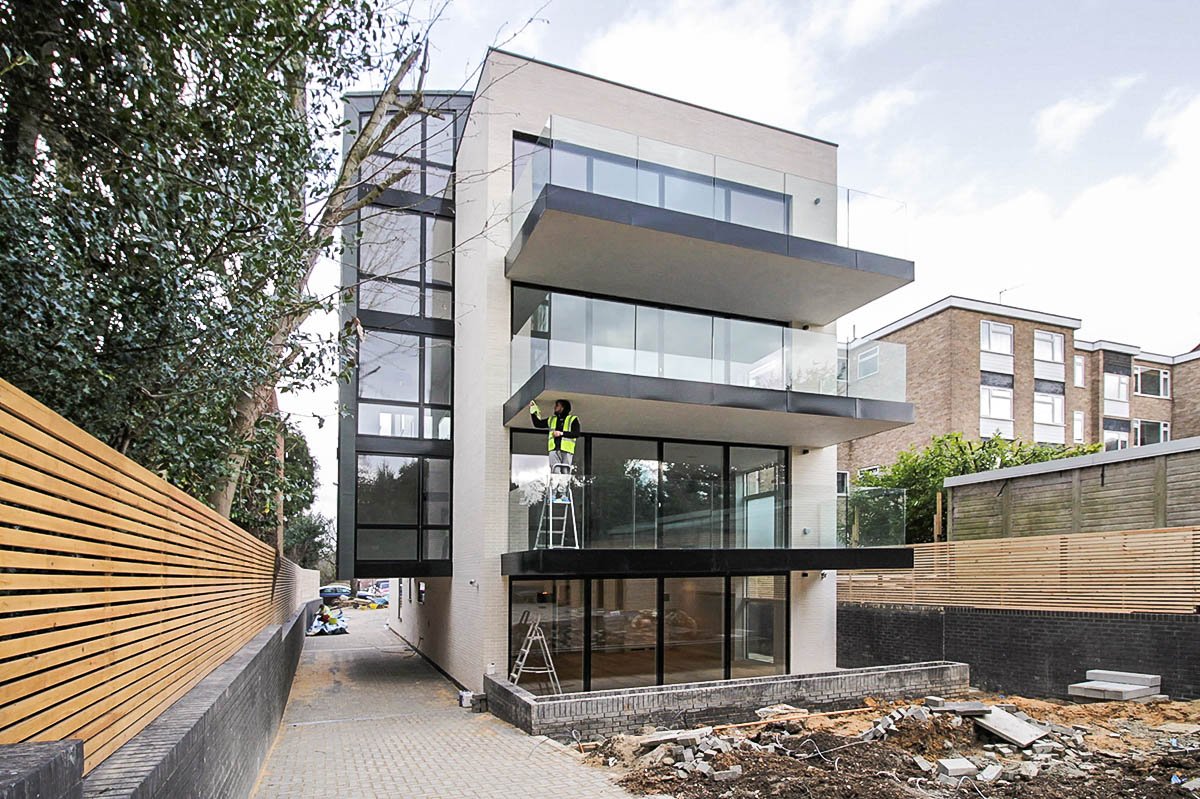 Building construction balconies rear 55 Woodside Park Road